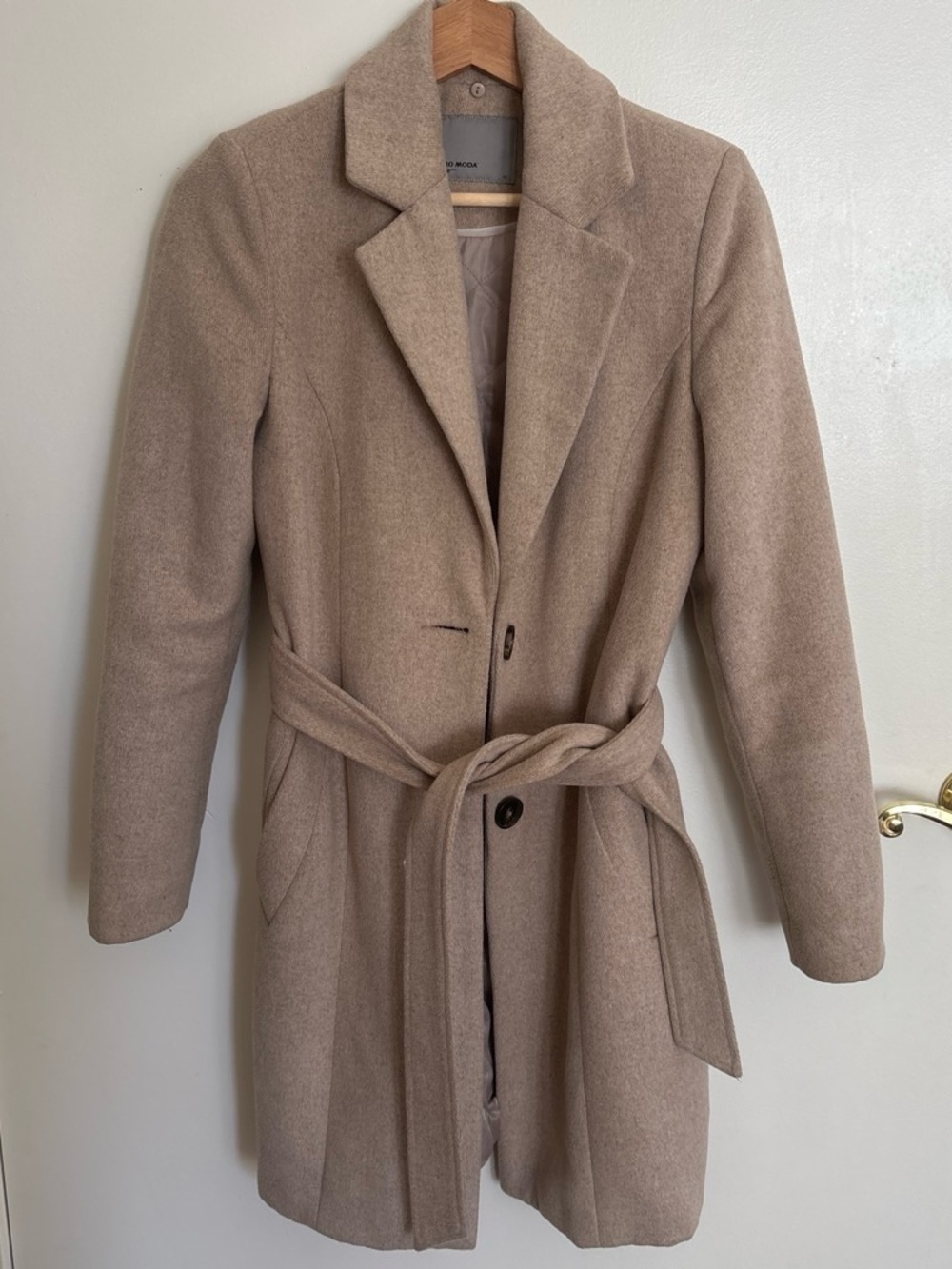 Vero Moda Neutral Taupe Wool-Blend Coat